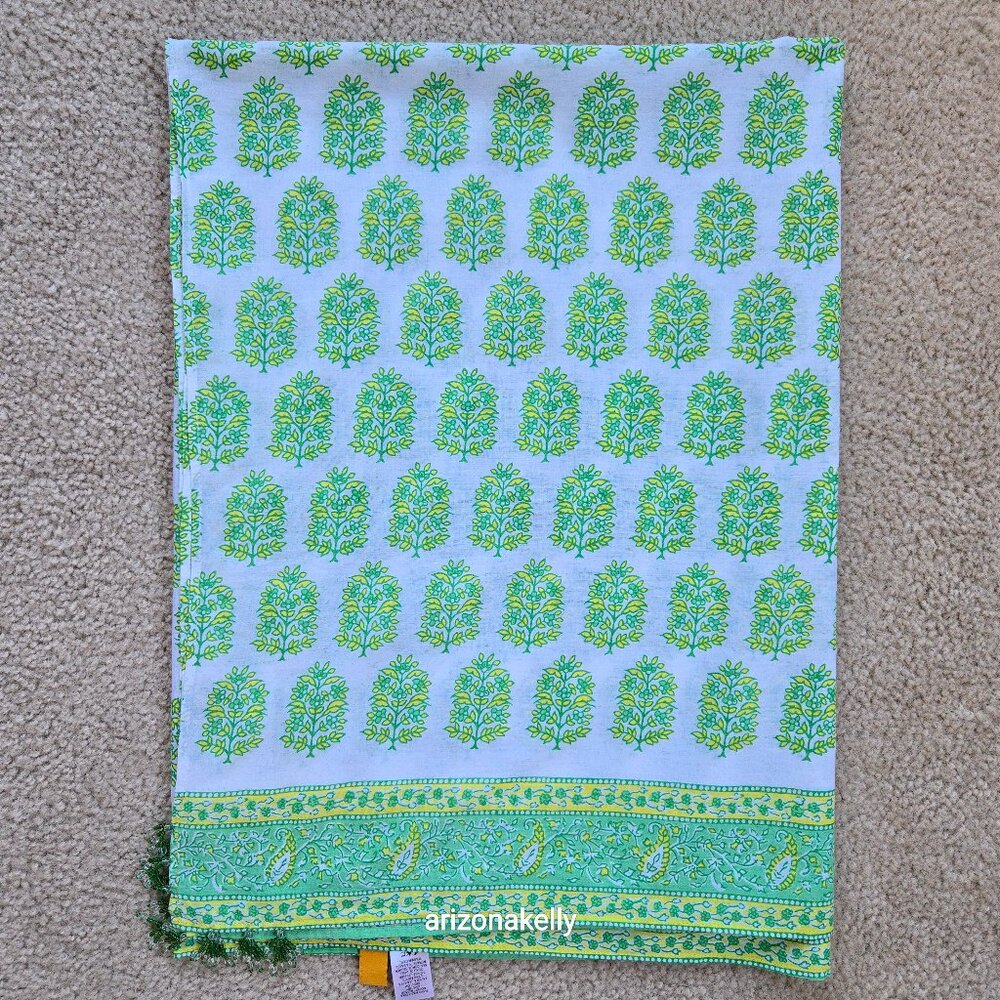 Calypso St. Barth Cotton Sarong Scarf Beads Green